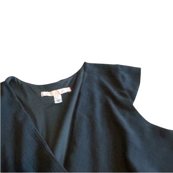 Hutch Anthropologie Ronnie Black Wrap Dress Short Sleeve A-Line Size XL Women's - Picture 3 of 11